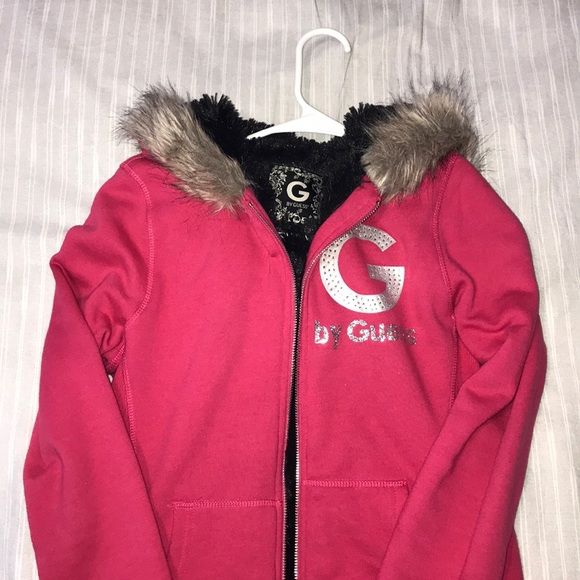 A Guess warm furry pink zip up hoodie - Picture 1 of 1